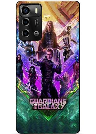 Силиконовый бампер чехол для zte blade a72 с рисунком стражи галактики