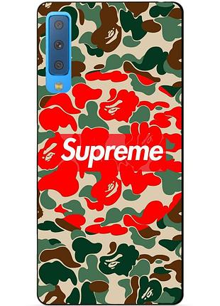 Силіконовий бампер чохол для samsung a7 2018 galaxy a750 з малюнком supreme хакі