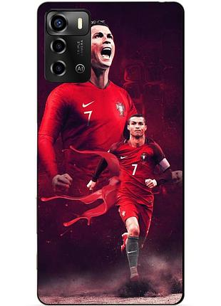 Силиконовый бампер чехол для zte blade a72 с рисунком ronaldo португалия