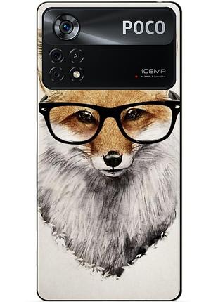 Силиконовый бампер чехол для xiaomi poco x4 pro 5g с рисунком лиса