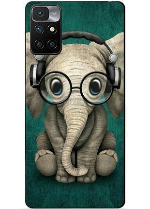 Силиконовый бампер чехол для xiaomi redmi note 11 с рисунком слоник
