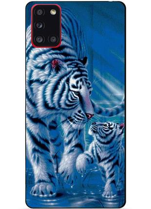 Силиконовый бампер чехол для samsung a31 с рисунком тигры