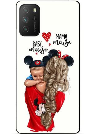 Силіконовий бампер чохол для xiaomi poco m3 з малюнком мама і малюк