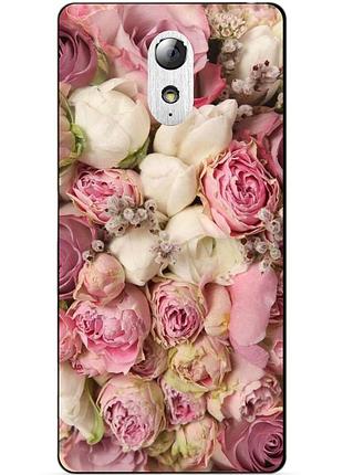 Бампер силіконовий чохол для lenovo vibe p1m з малюнком рожеві півонії