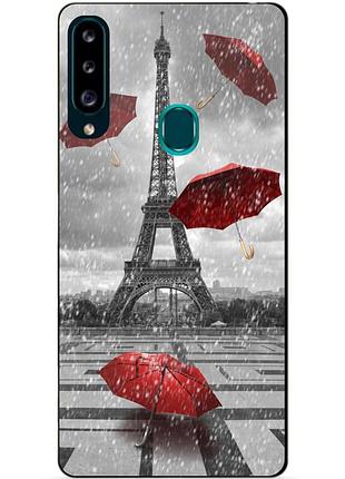 Силіконовий чохол бампер для samsung a20s 2019 galaxy a207f з малюнком дощ у парижі