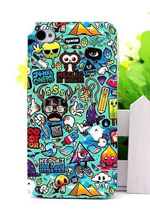 Бампер силиконовый чехол для iphone 4/4s с рисунком череп 10