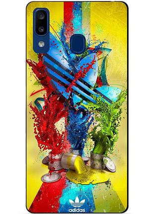 Силіконовий бампер чохол для samsung a20 2019 galaxy a205f з малюнком adidas
