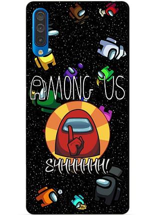 Силиконовый бампер чехол для samsung a50 с рисунком among us