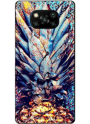Силиконовый бампер чехол для xiaomi poco x3 с рисунком ананас
