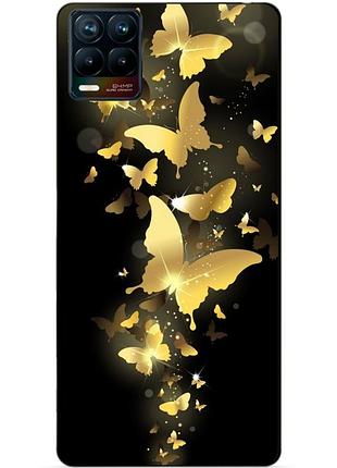 Силіконовий чохол бампер для realme 8 / 8 pro з малюнком золоті метелики