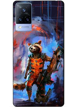 Силіконовий бампер чохол для vivo v21 з малюнком єнот ракета стражі галактики