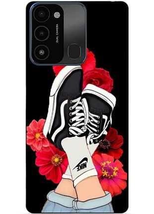 Силиконовый бампер чехол для tecno spark go 2022/spark 8c с рисунком кеды
