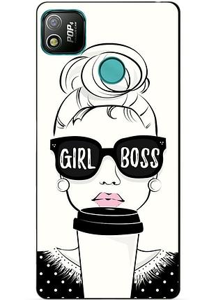 Силіконовий бампер чохол для tecno pop 4 з малюнком girl boss