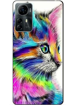 Силиконовый чехол бампер для zte blade a72s с рисунком акварельный кот