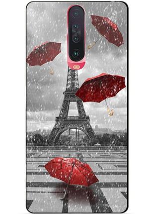 Силіконовий чохол бампер для xiaomi redmi k30 з малюнком дощ у парижі