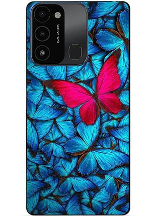 Силиконовый бампер чехол для tecno spark go 2022/spark 8c с рисунком мотыльки