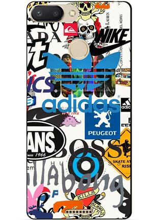 Силіконовий бампер чохол для xiaomi redmi 6 з малюнком adidas стікери