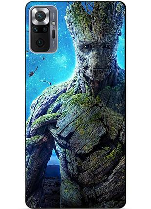 Силиконовый бампер чехол для xiaomi redmi note 10 pro грут стражи галактики groot
