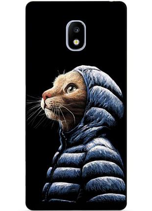 Силіконовий чохол бампер для samsung j330 galaxy j3 2017 року з малюнком кіт у куртці