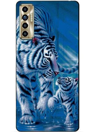 Силиконовый бампер чехол для tecno camon 17p с рисунком тигры
