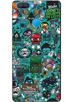 Силиконовый бампер чехол для oppo a12 a5s с рисунком стикеры