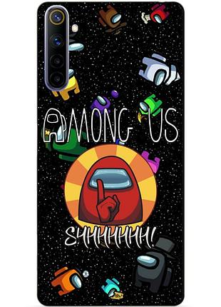 Силиконовый чехол бампер для realme 6 с рисунком among us