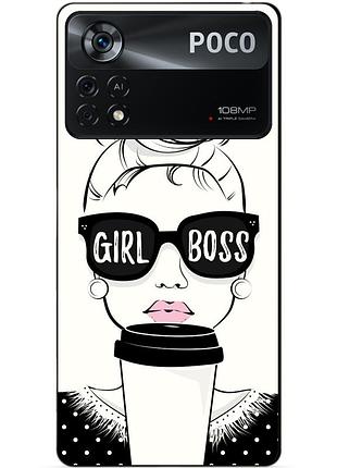 Силиконовый бампер чехол для xiaomi poco x4 pro 5g с рисунком girl boss