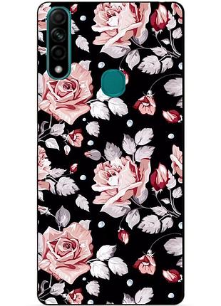 Силиконовый бампер чехол для oppo a31 с рисунком розы