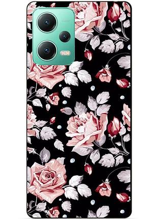 Силіконовий чохол бампер для xiaomi redmi note 12 5g з малюнком троянди квіти