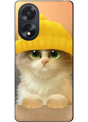 Силіконовий чохол бампер для oppo a38 з малюнком котик у шапці