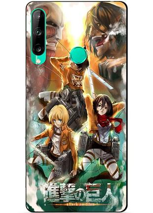 Силиконовый чехол бампер для huawei p40 lite e с рисунком атака на титанов