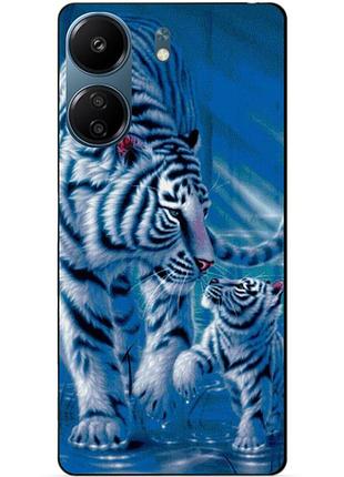 Силиконовый чехол бампер для xiaomi redmi 13c с рисунком тигры
