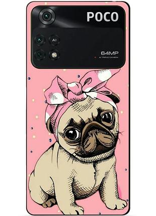 Силіконовий бампер чохол для xiaomi poco m4 pro 4g з малюнком мопс