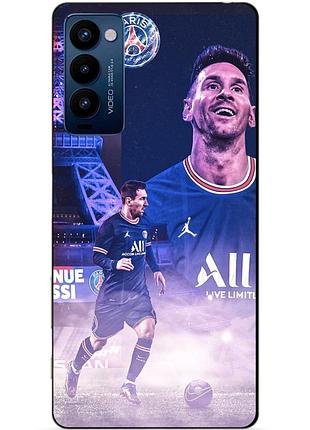 Силиконовый бампер чехол для tecno camon 18p с рисунком messi psg
