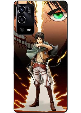 Силиконовый чехол бампер для oppo a55 с рисунком атака титанов attack on titan
