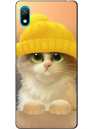 Чохол силіконовий для huawei y5 2019 з малюнком котик в шапці