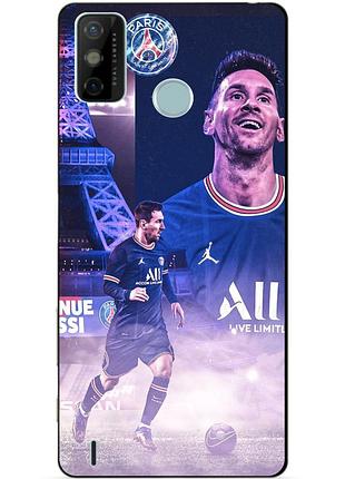 Силіконовий бампер чохол для tecno spark 6 go з малюнком messi psg