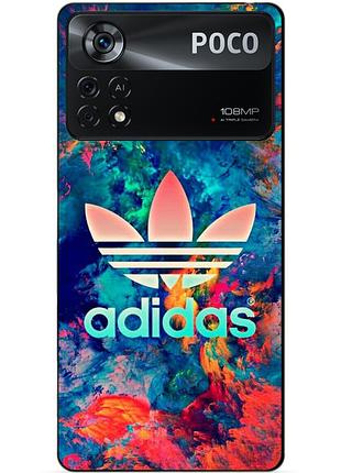 Силиконовый бампер чехол для xiaomi poco x4 pro 5g с рисунком адидас