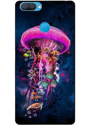 Силиконовый бампер чехол для oppo a12 a5s с рисунком медуза