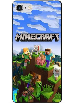 Силиконовый бампер чехол для iphone 5s с рисунком minecraft