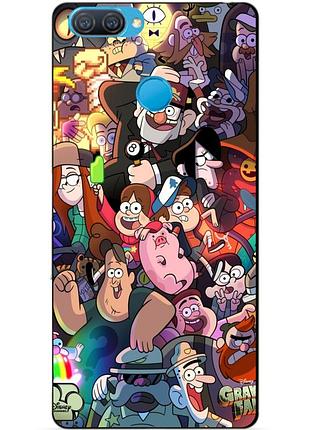 Силиконовый бампер чехол для oppo a12 с рисунком gravity falls