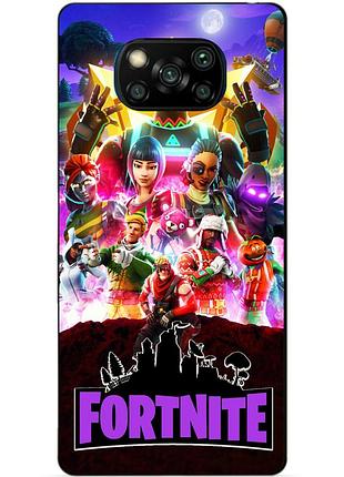 Силиконовый бампер чехол для xiaomi poco x3 с рисунком fortnite
