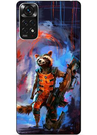Силіконовий чохол бампер для xiaomi redmi note 11s / note 11 з малюнком єнот ракета старжі галактики