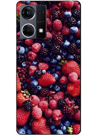 Силиконовый чехол бампер для oppo reno 7 с рисунком ягоды