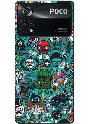 Силиконовый бампер чехол для xiaomi poco x4 pro 5g с рисунком стикеры