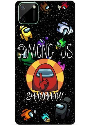 Силиконовый чехол бампер для realme c11 с рисунком among us