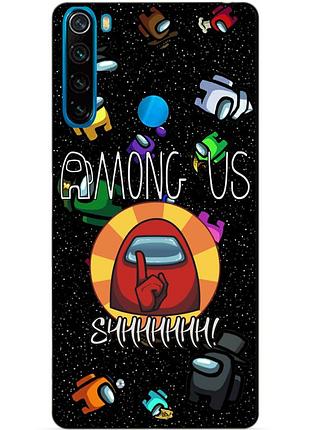 Силиконовый чехол бампер для xiaomi redmi note 8 с рисунком among us