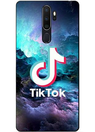 Силиконовый бампер чехол для oppo a5 2020 с рисунком tik tok