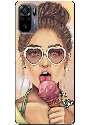 Силиконовый бампер чехол для xiaomi redmi note 10s / note 10 с рисунком мороженное