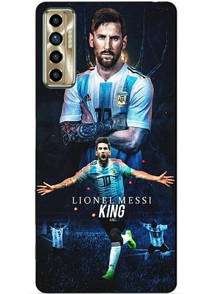 Силиконовый бампер чехол для tecno camon 17p с рисунком messi